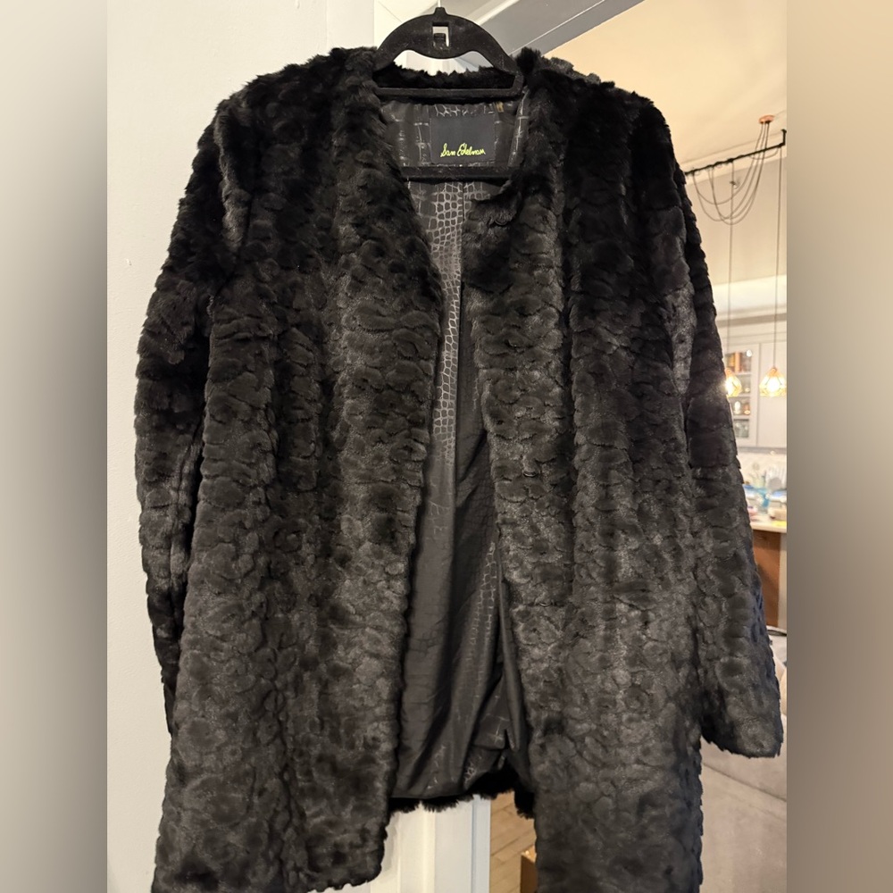 Sam Edelman Black Faux Fur Coat